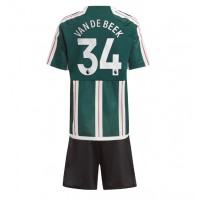 Camiseta Manchester United Donny van de Beek #34 Segunda Equipación Replica 2023-24 para niños mangas cortas (+ Pantalones cortos)